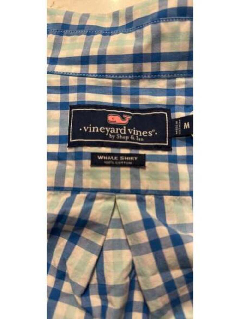 Vineyard Vines Whale Shirt Gingham Button Down Size Medium